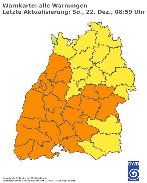 Aktuelle Wetterwarnungen für Lörrach