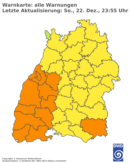 Aktuelle Wetterwarnungen für Lörrach