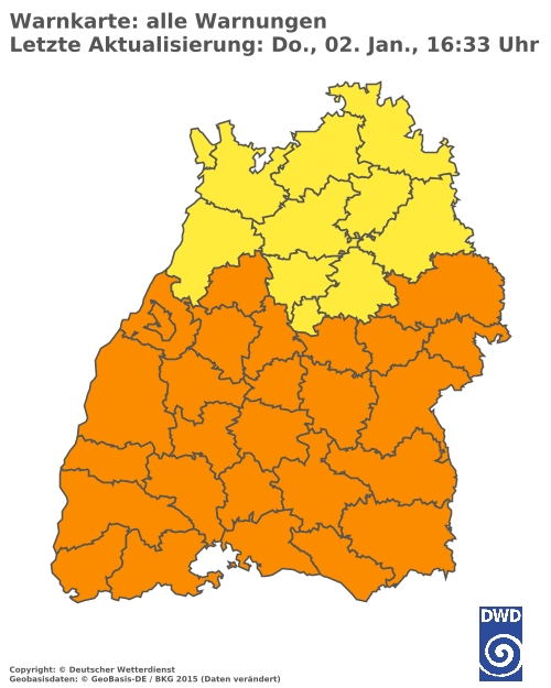 Aktuelle Wetterwarnungen für Lörrach