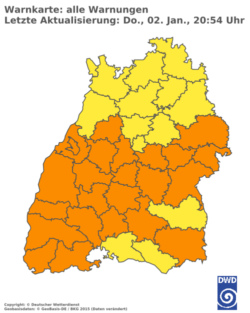 Aktuelle Wetterwarnungen für Lörrach