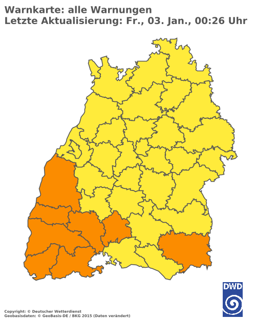 Aktuelle Wetterwarnungen für Lörrach