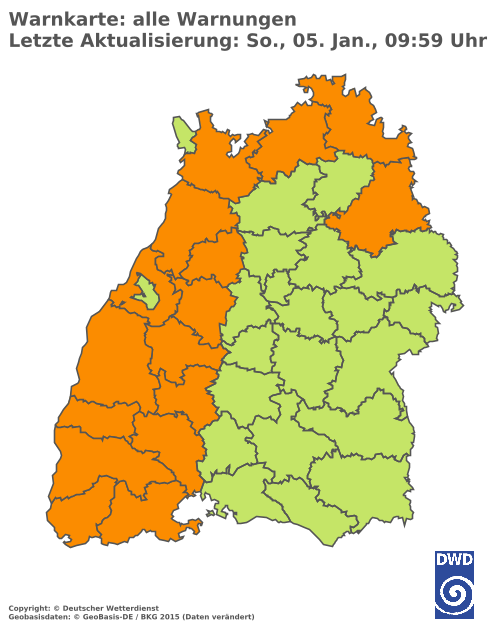 Aktuelle Wetterwarnungen für Lörrach