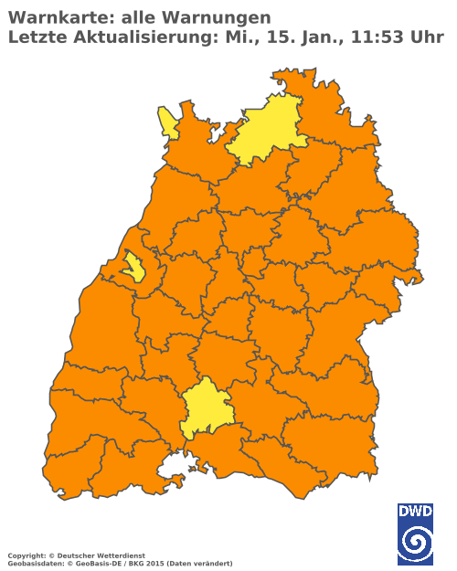 Aktuelle Wetterwarnungen für Lörrach